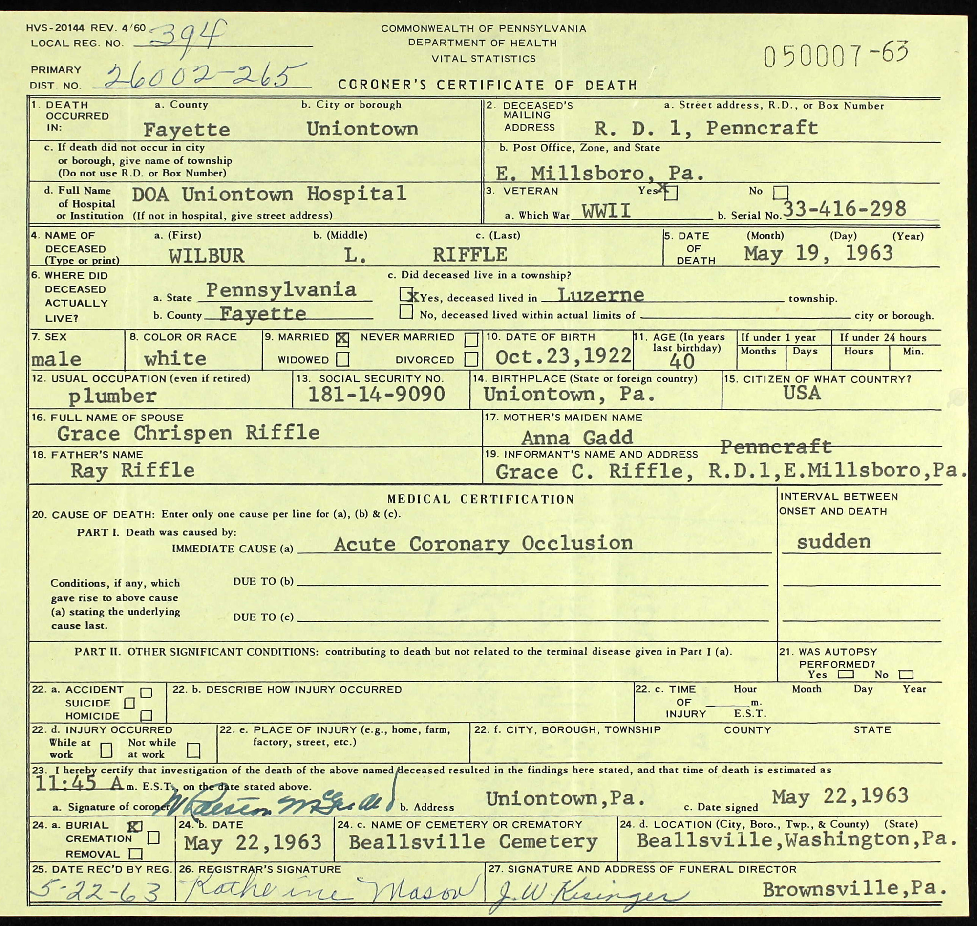 death certificate